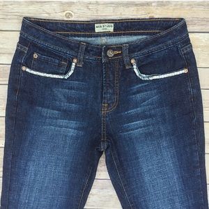 Max Studio rhinestone-trimmed capri jeans